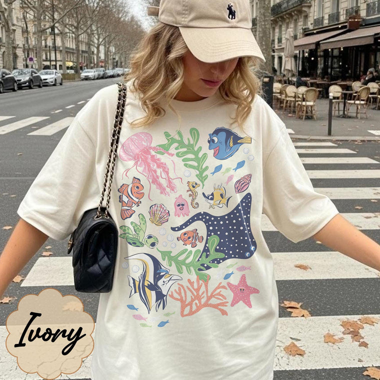 Retro Clownfish Characters Comfort Tee, Family Vacation Matching Shirt, Women's Girl Trip 2026, Soft Cotton Relaxed Fit, Summer Outfit Gift