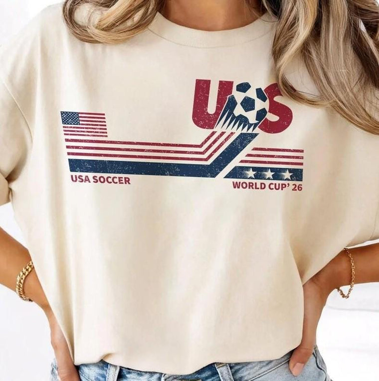 USA soccer vintage shirt, garment-dyed cotton tee, relaxed fit game day outfit for women and men, gift idea, summer aesthetic top viral