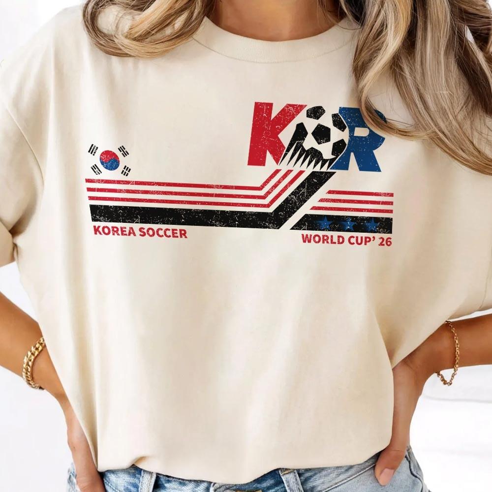 Korea Soccer World Vintage Tee, Pigment-Dyed Cotton, Unisex Relaxed Fit Shirt for Game Day, Aesthetic Fan Gift, Summer Outfit