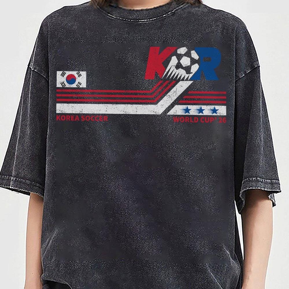 Korea Soccer World Vintage Tee, Pigment-Dyed Cotton, Unisex Relaxed Fit Shirt for Game Day, Aesthetic Fan Gift, Summer Outfit