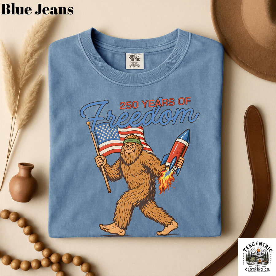 Bigfoot America 250 Years of Freedom Tee Patriotic Sasquatch 1776-2026 USA, Funny 4th of July Vintage Tee, Unisex Gift, Summer Outfit