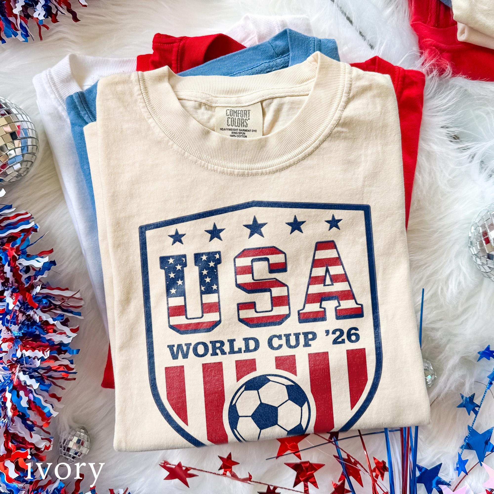 USA World Cup 26 Soccer Shirt American Flag Football Tee, Patriotic Fan Apparel, Soft Cotton Relaxed Fit, Game Day Summer Outfit Gift for Men & Women