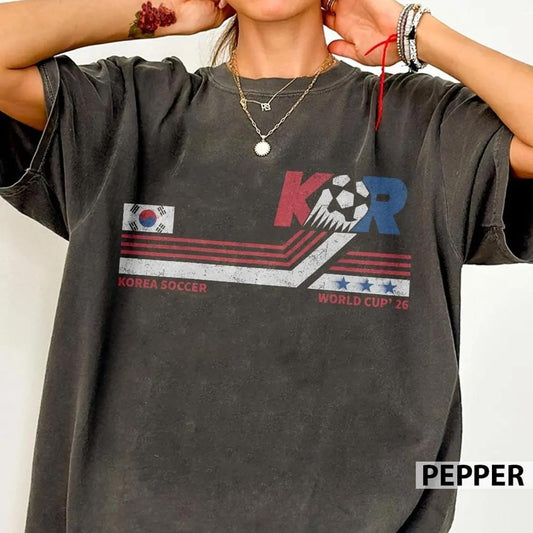 Korea Soccer Vintage Comfort Colors Shirt, World Soccer 2026 Fan Tee, Football Tournament Gift, Cotton Tee for men women, Summer Game Day Outfit