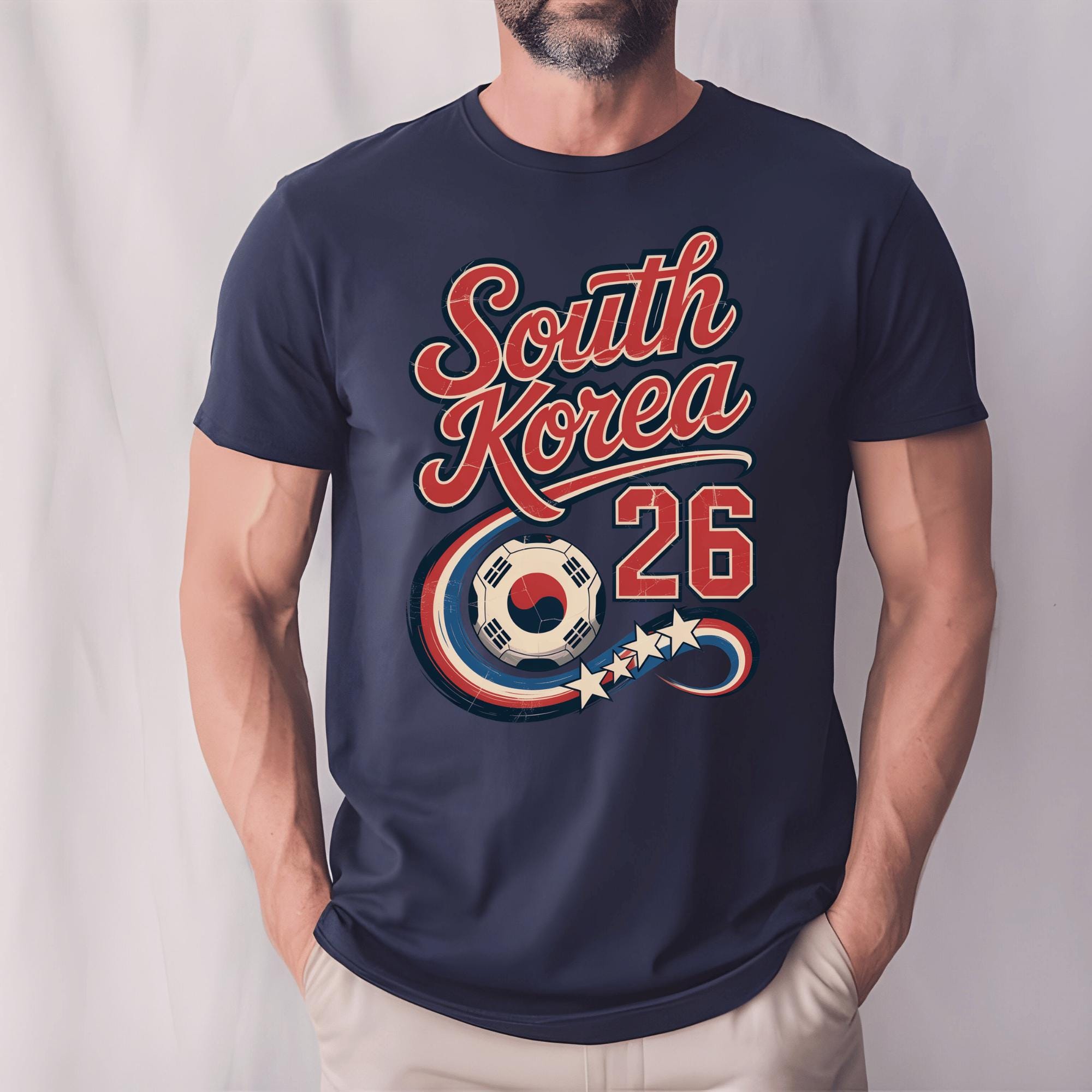 South Korea Soccer Tee, Retro Futbol Fan Shirt, Korea Football Top for Adults Kids, Cotton Unisex Fit, Match Day Outfit, Vintage Aesthetic Gift Summer