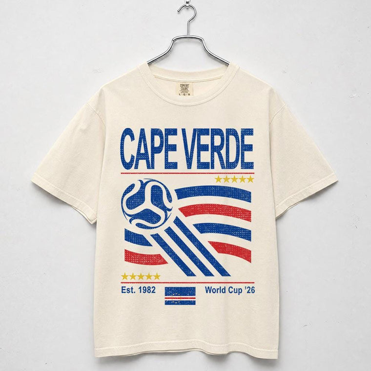 Vintage Cape Verde Soccer Tee & Sweatshirt, Retro 90s Flag Team Shirt, Soft Cotton Unisex Relaxed Fit, 2026 Soccer Gift for Men Women