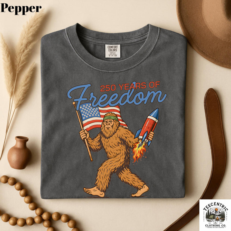 Bigfoot America 250 Years of Freedom Tee Patriotic Sasquatch 1776-2026 USA, Funny 4th of July Vintage Tee, Unisex Gift, Summer Outfit