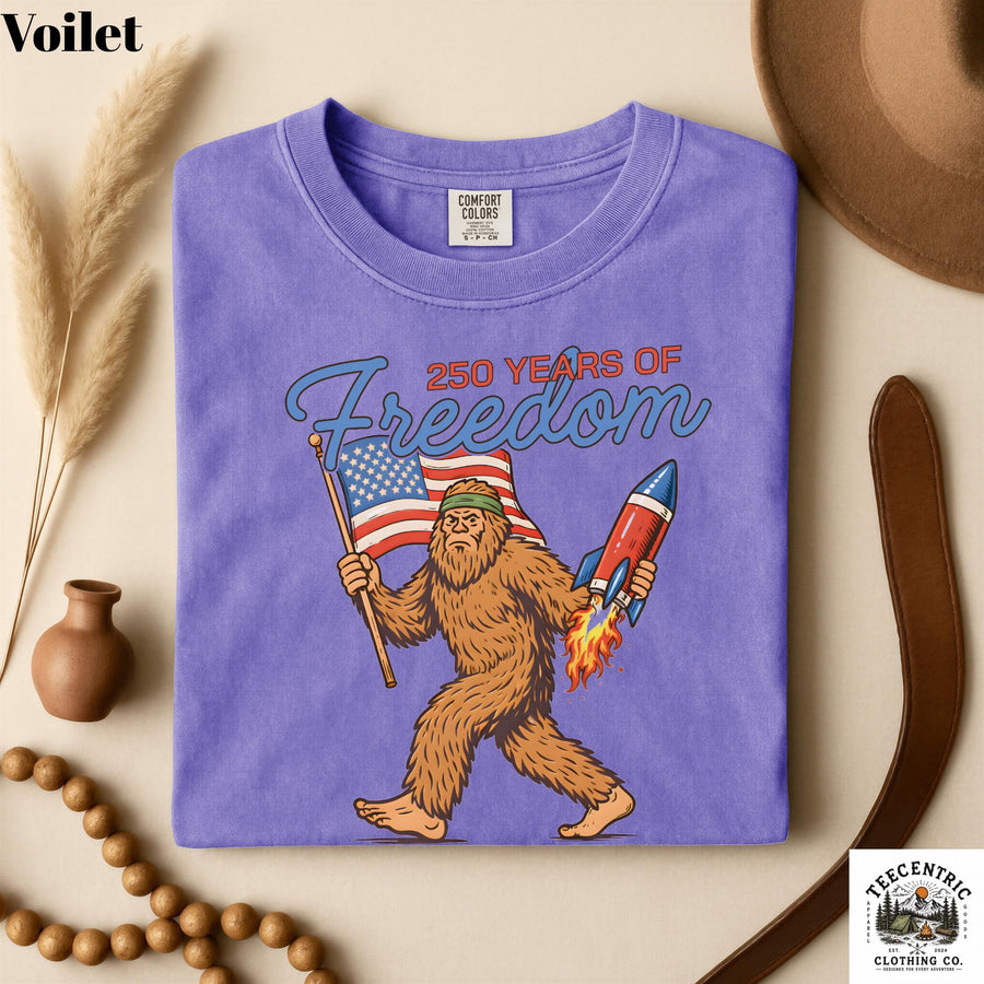 Bigfoot America 250 Years of Freedom Tee Patriotic Sasquatch 1776-2026 USA, Funny 4th of July Vintage Tee, Unisex Gift, Summer Outfit