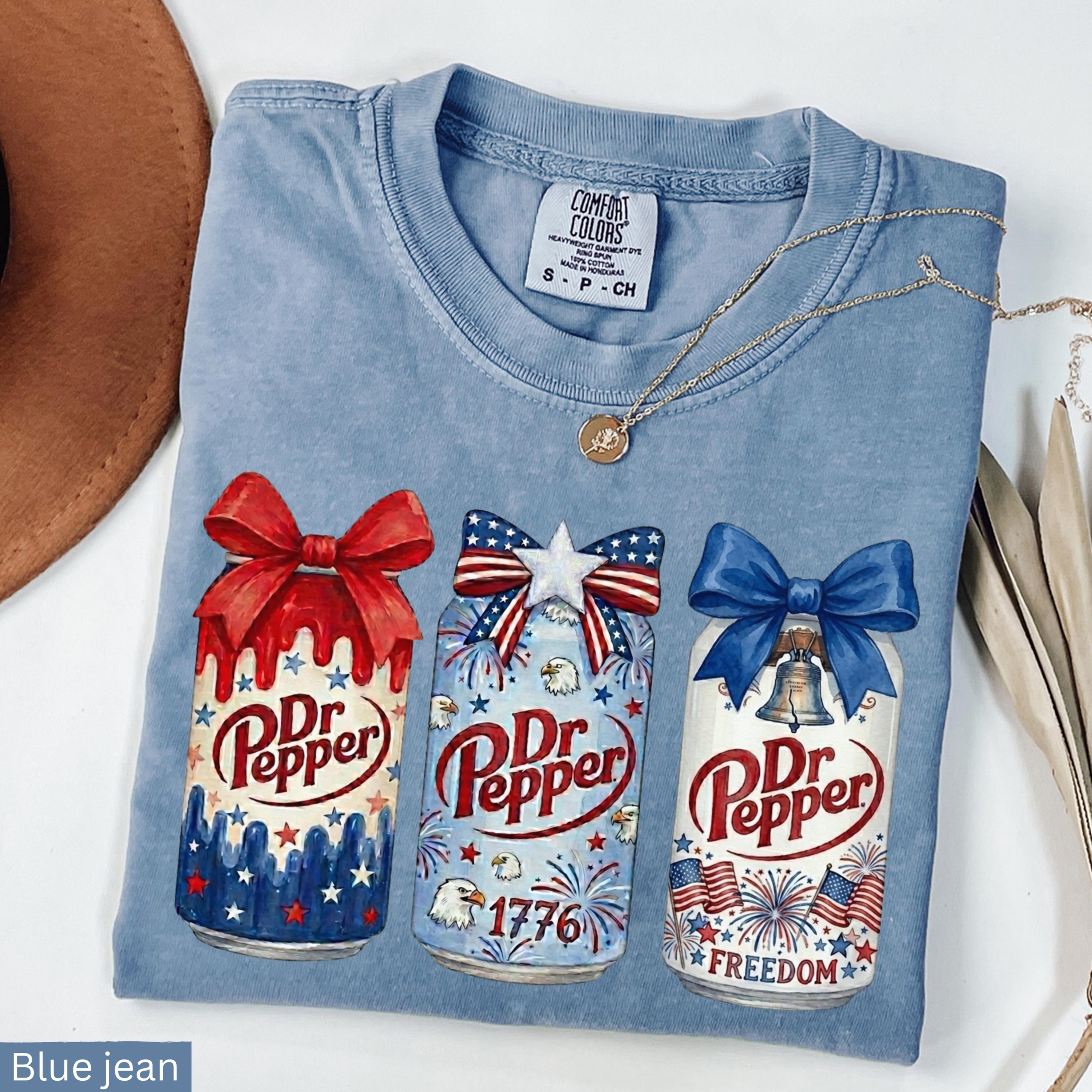 Patriotic Soda T-Shirt, 4th of July Tee for Women, Soft Cotton Relaxed Fit, Soda Lover Shirt, Cute Summer Outfit, Gift for Her