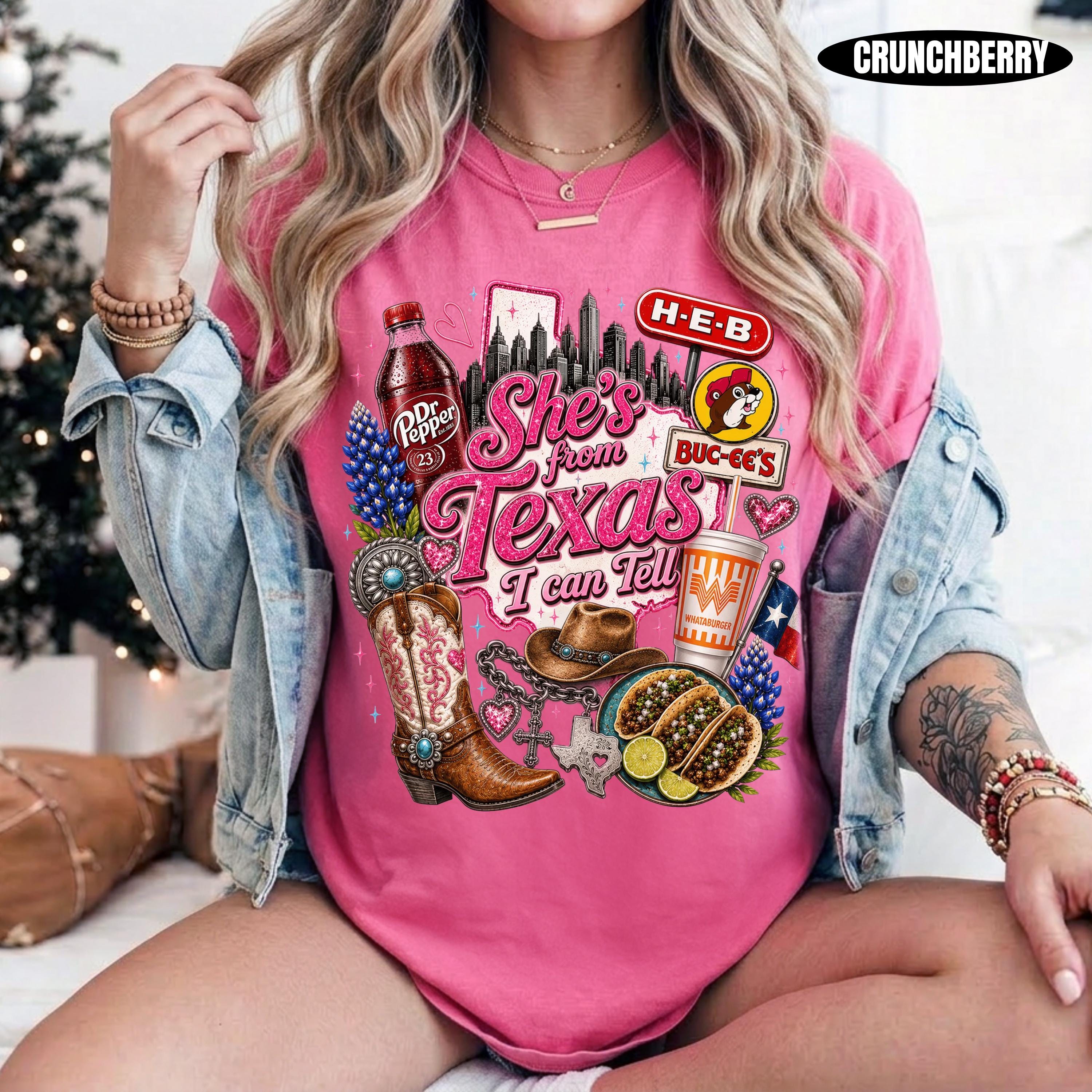 She's From Texas I Can Tell Shirt - Texas Native Southern Charm Cowgirl Tee for Women, Soft Cotton Relaxed Fit, Rodeo Outfit Gift, Summer Aesthetic