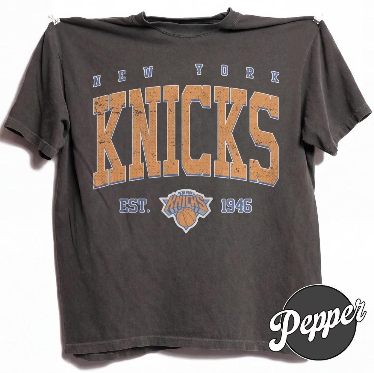 New York Basketball Est 1946 Vintage Garment-Dyed Cotton Tee, Unisex Relaxed Fit Game Day Shirt Gift for Men Women, Retro Aesthetic Summer