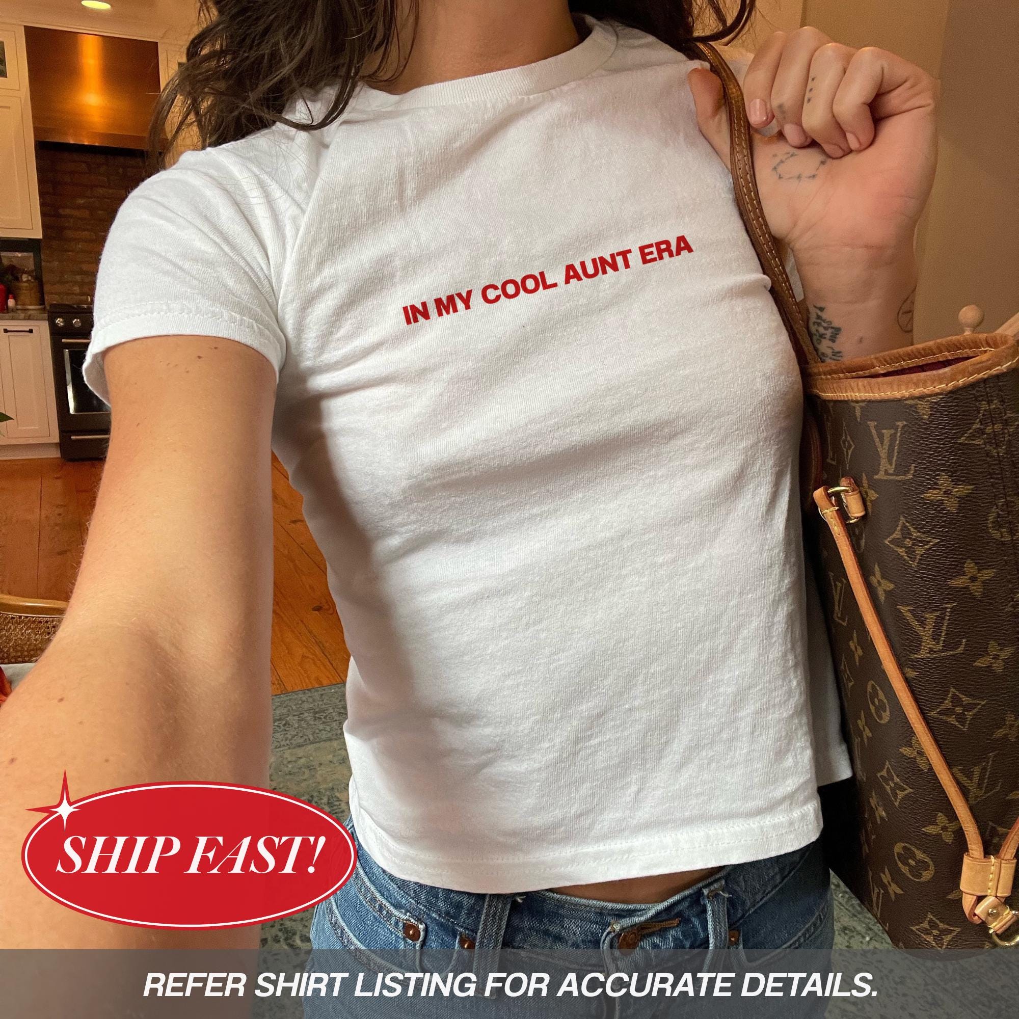 In My Cool Aunt Era Baby Tee Y2K Aesthetic Crop Top for Women, Funny Cool Auntie Shirt, Trendy New Aunt Gift, Viral Summer Outfit