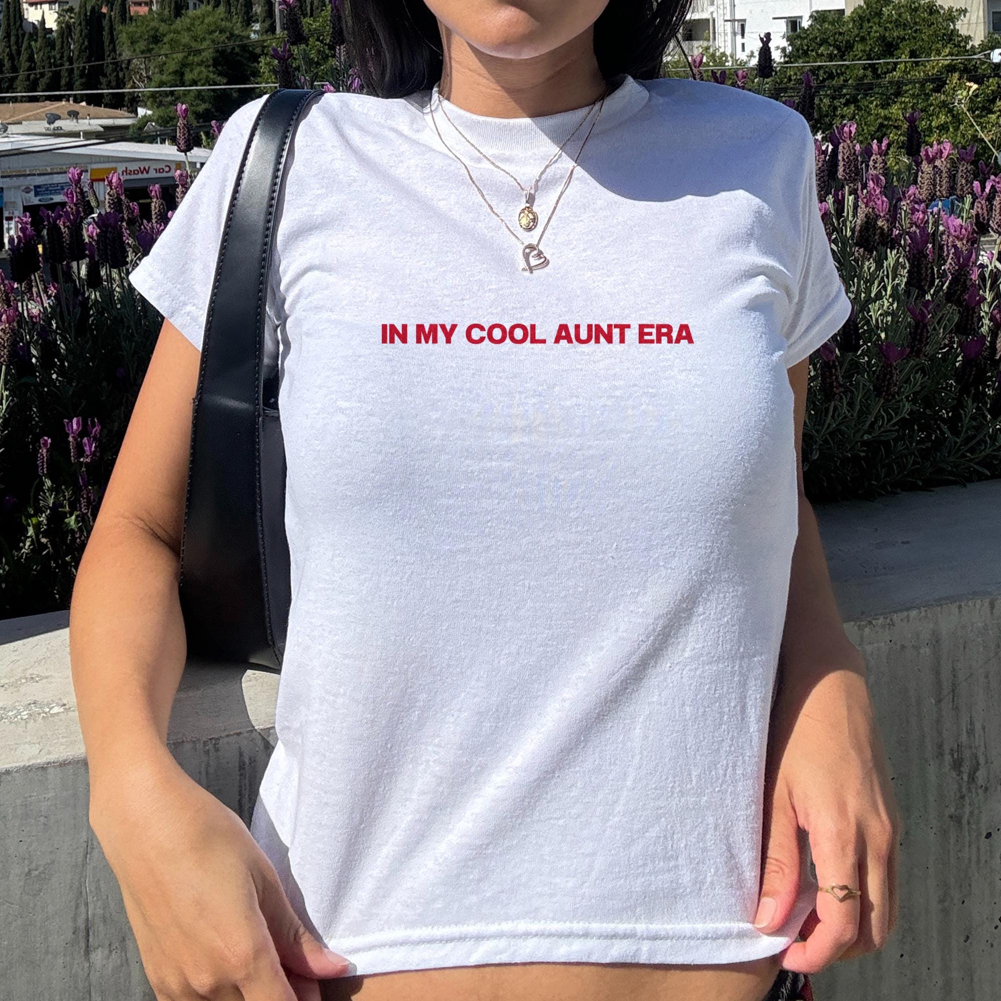 In My Cool Aunt Era Baby Tee Y2K Aesthetic Crop Top for Women, Funny Cool Auntie Shirt, Trendy New Aunt Gift, Viral Summer Outfit