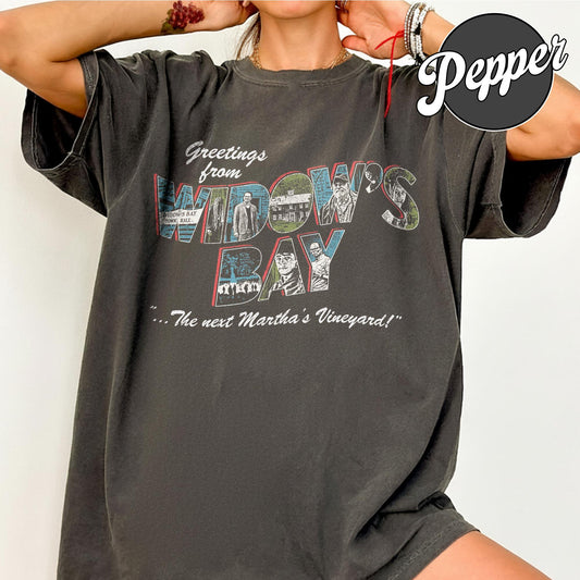 Greetings From Widow's Bay Horror Movie Vintage Comfort Colors Shirt, Unisex 100% Cotton Tee for Women or Men, Fall Spooky Season Gift Aesthetic