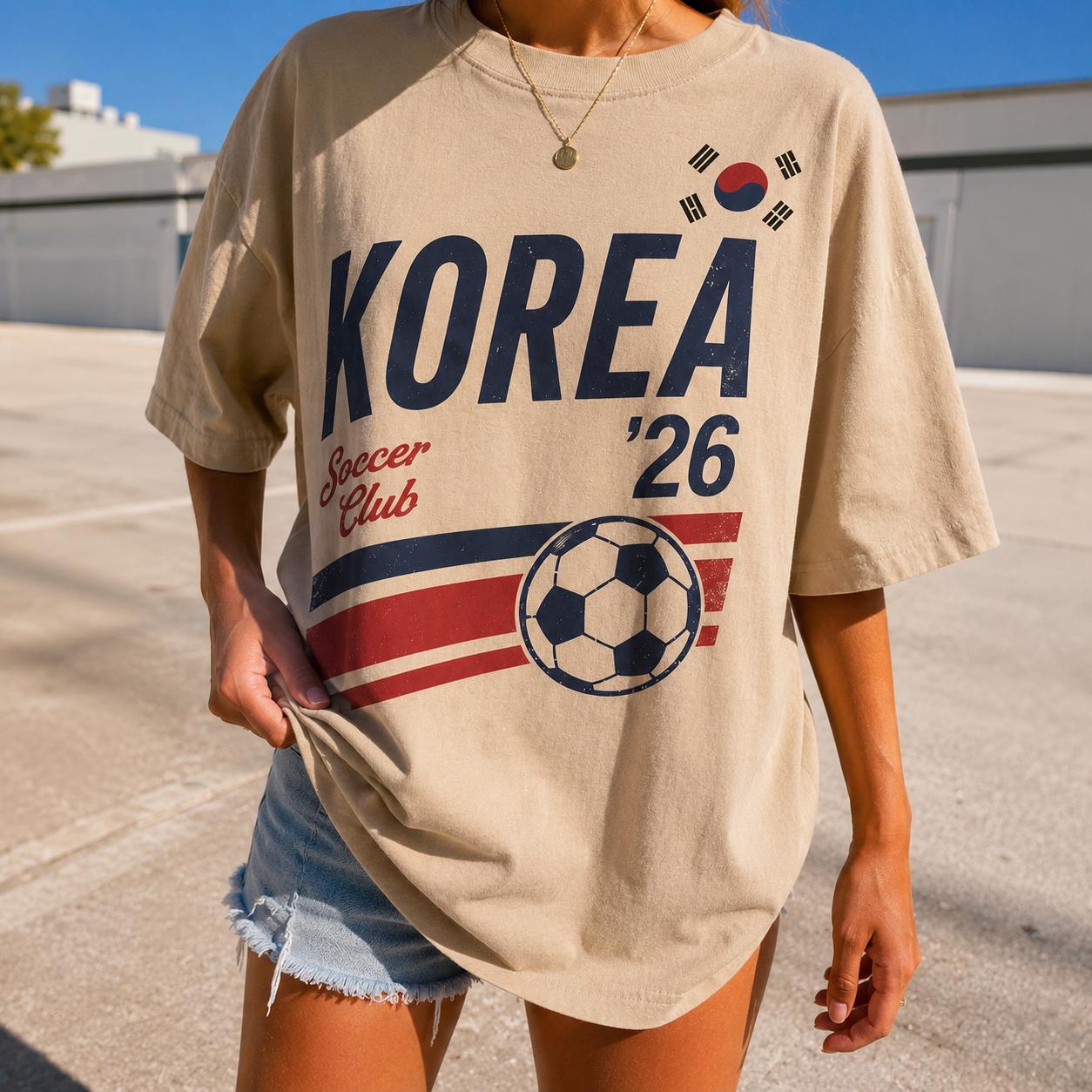 Korea Soccer Cup 2026 Shirt, South Korea Soccer Club'26 Vintage Korean Flag Tee, unisex cotton jersey, relaxed fit, game day, summer gift for fans