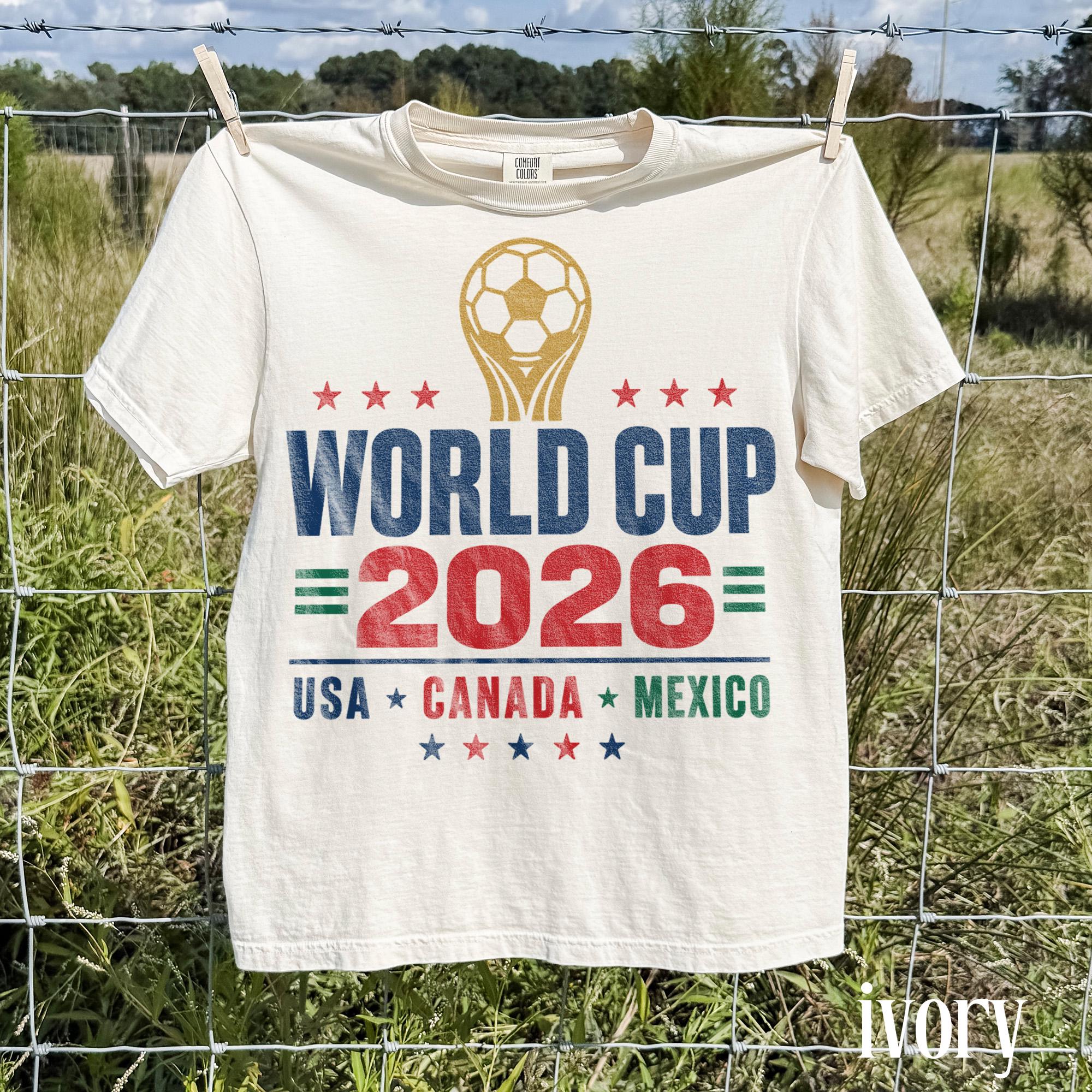 Soccer Trophy Tee USA Canada Mexico, Football Fan Shirt, International Sports Top, soft cotton relaxed fit, game day summer gift for men women