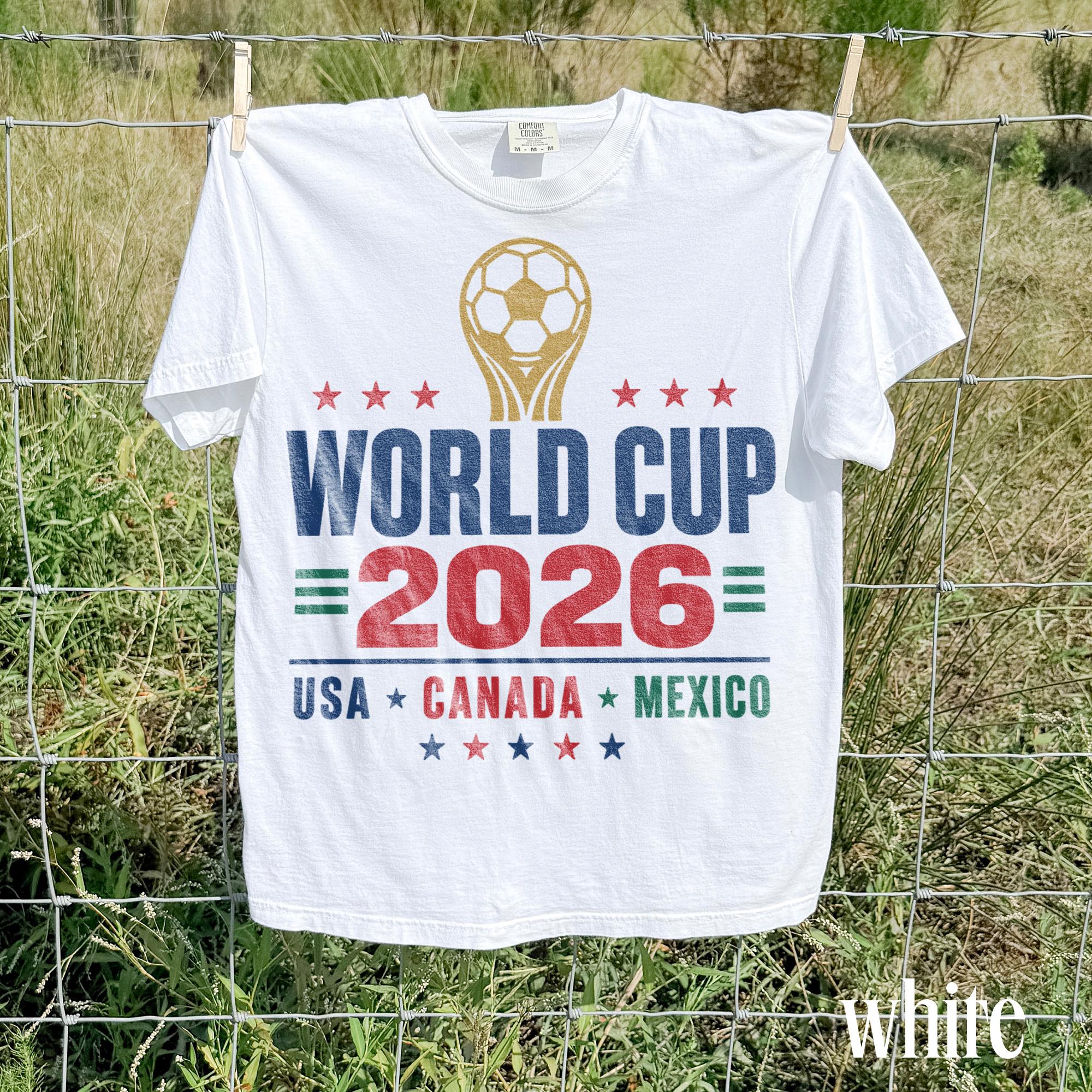 Soccer Trophy Tee USA Canada Mexico, Football Fan Shirt, International Sports Top, soft cotton relaxed fit, game day summer gift for men women