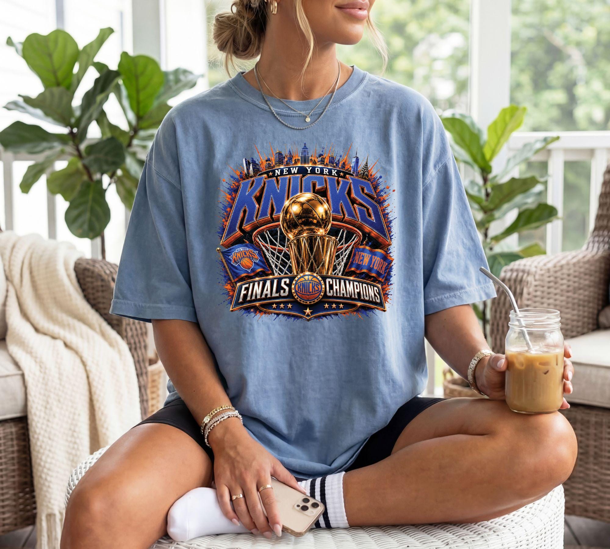New York Basketball T-Shirt, Basketball Lover Gift, Garment-Dyed 100% Cotton Relaxed Fit Tee for Men Women, Game Day Summer Outfit