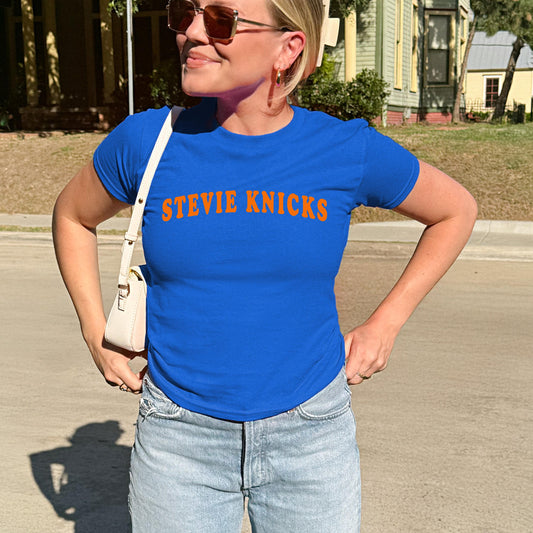 Stevie New York Basketball Baby Tee for Women - Soft Cotton Fitted Crop Top, Game Day Streetwear Outfit, Aesthetic Gift, Summer Essentials