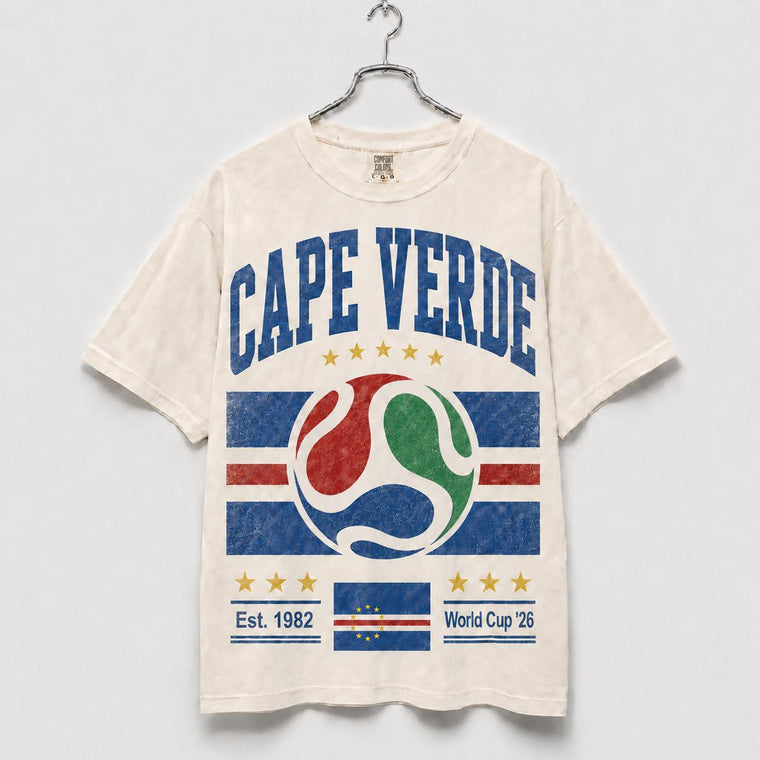 Vintage Cape Verde Soccer Comfort Colors Shirt, Retro 90s Flag Tee Aesthetic for Men Women, Unisex Relaxed Cotton, Game Day Gift, Soccer Cup 2026
