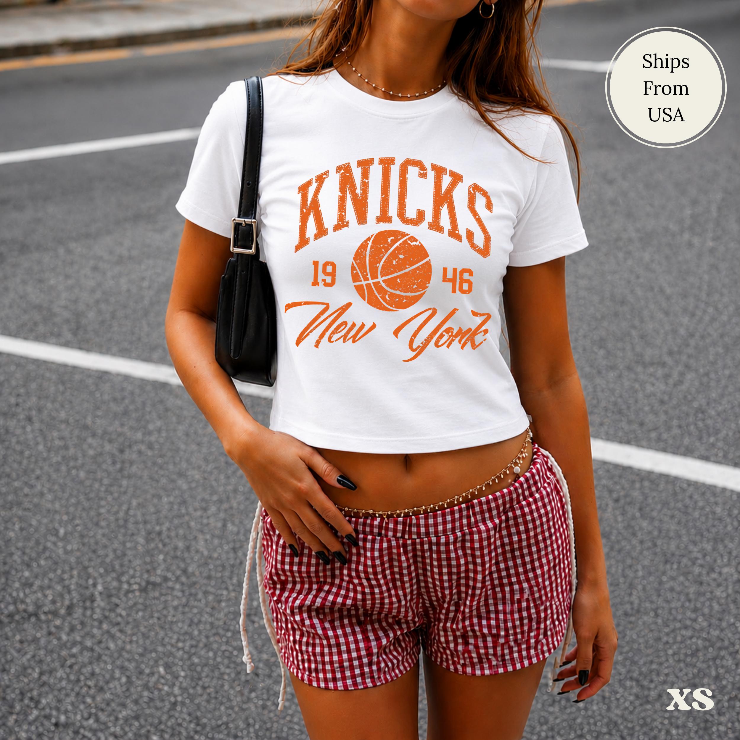 Vintage New York Basketball Baby Tee, Distressed Varsity Fitted Top, Y2K Sporty Aesthetic Shirt for Women, Cute Summer Outfit, Game Day Gift