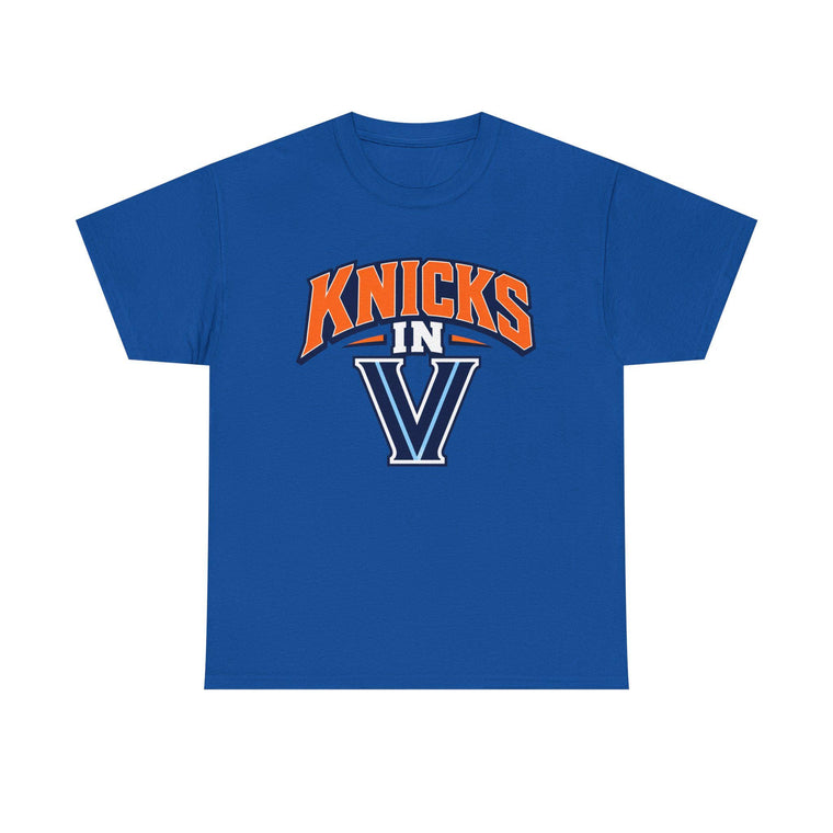 Knicks in 5 V Logo Tee T-Shirt, Unisex Cotton Relaxed Fit, Game Day Streetwear Outfit, Gift for Men Women, Summer Aesthetic Nova Knicks