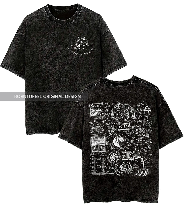 Divide Wash Tee - Last of the Bugs Vintage Concert Merch Shirt, Unisex Oversized Cotton Blend, Aesthetic Streetwear Summer Festival Gift