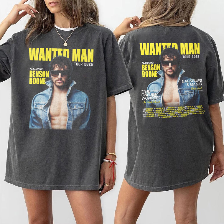 Wanted Man Tour 2026 Inspired Vintage Concert Shirt, Unisex Relaxed Fit Music T-Shirt, Soft Heavyweight Tee, Aesthetic Fan Gift for Men & Women