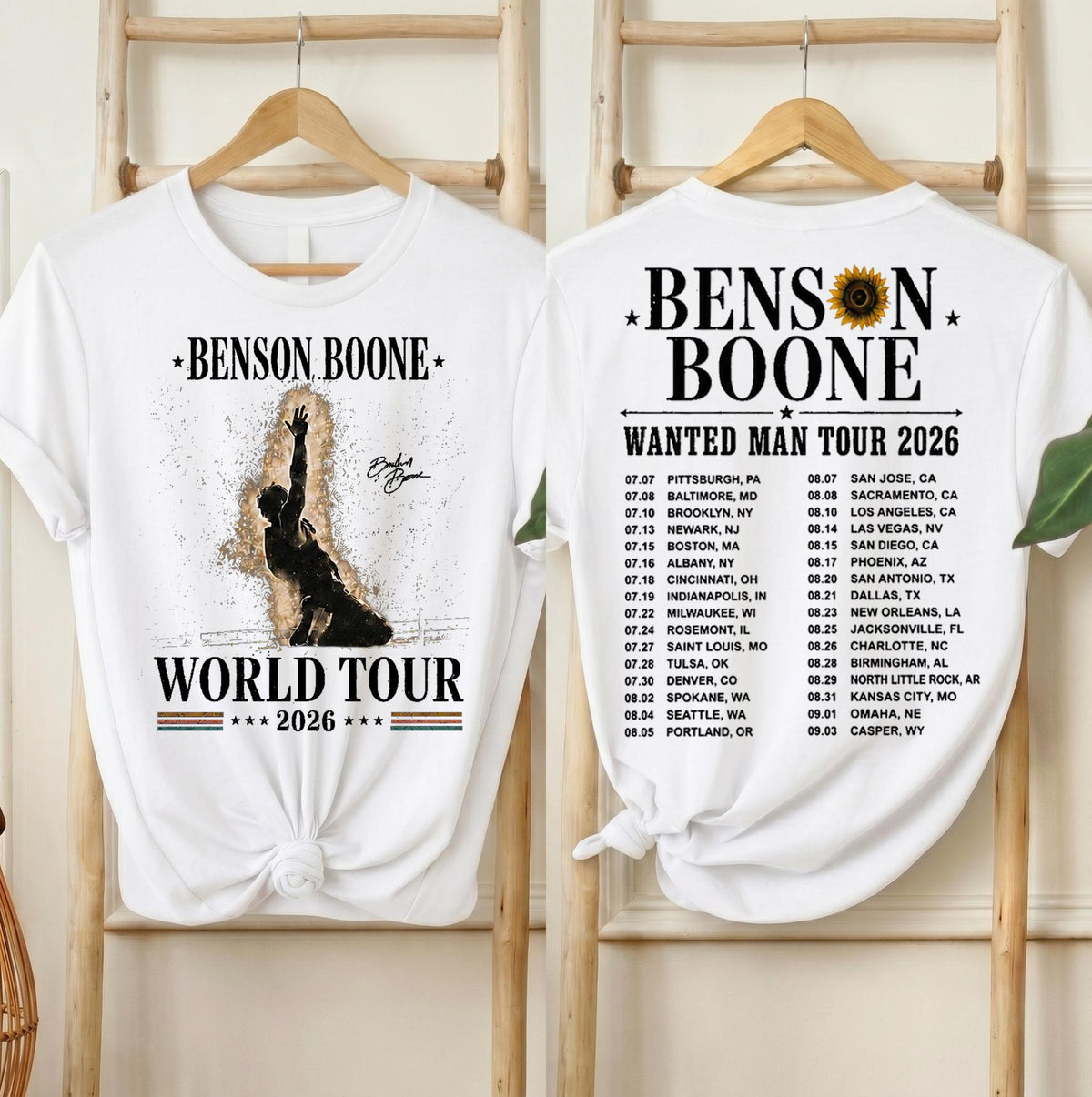Benson Boone Wanted Man Tour 2026 Shirt, Vintage Aesthetic Concert Tee, World Tour T-Shirt, Unisex Concert Outfit, Fan Gift for Men & Women