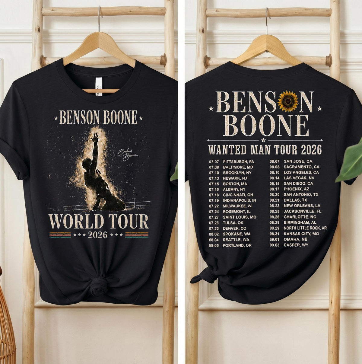 Benson Boone Wanted Man Tour 2026 Shirt, Vintage Aesthetic Concert Tee, World Tour T-Shirt, Unisex Concert Outfit, Fan Gift for Men & Women