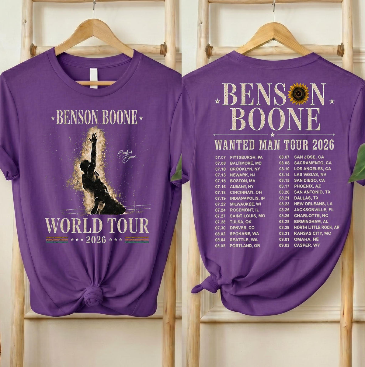 Benson Boone Wanted Man Tour 2026 Shirt, Vintage Aesthetic Concert Tee, World Tour T-Shirt, Unisex Concert Outfit, Fan Gift for Men & Women