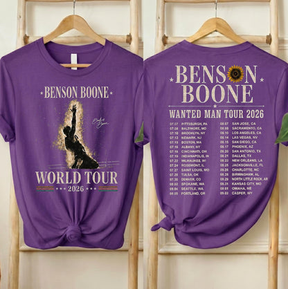 Benson Boone Wanted Man Tour 2026 Shirt, Vintage Aesthetic Concert Tee, World Tour T-Shirt, Unisex Concert Outfit, Fan Gift for Men & Women
