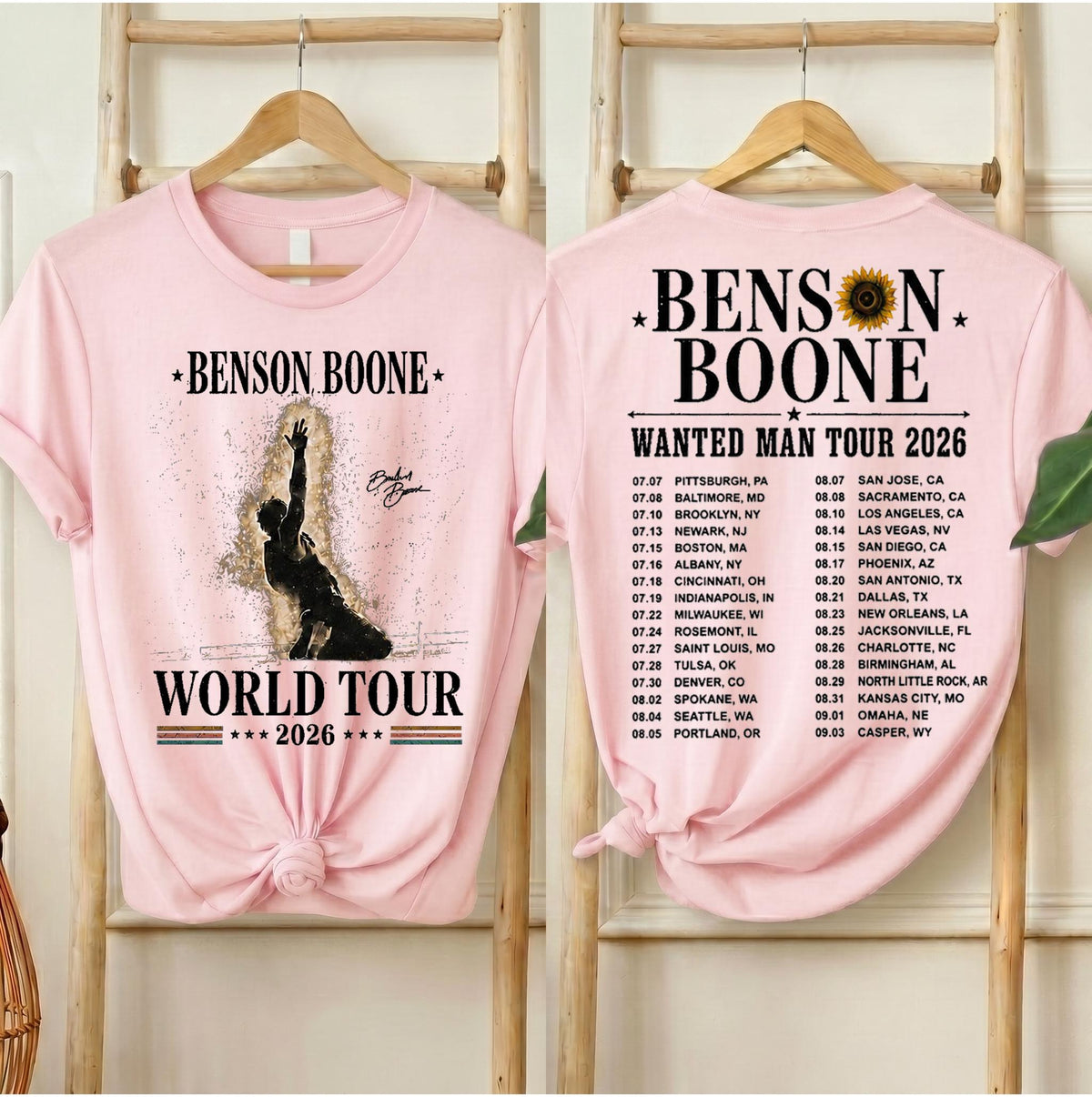 Benson Boone Wanted Man Tour 2026 Shirt, Vintage Aesthetic Concert Tee, World Tour T-Shirt, Unisex Concert Outfit, Fan Gift for Men & Women