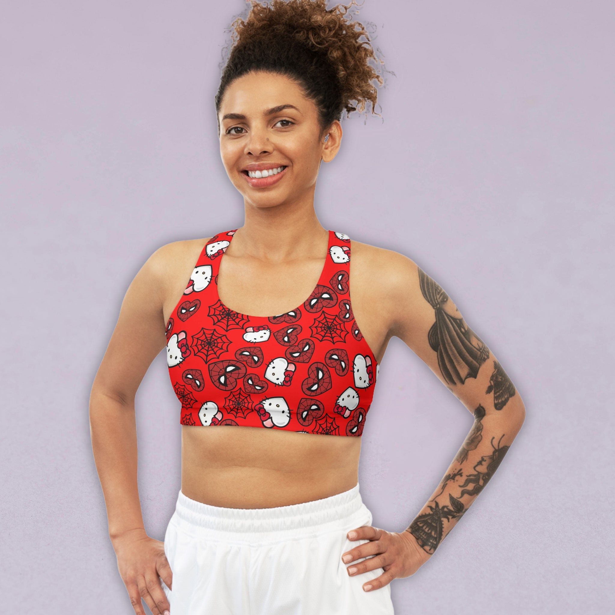 Sports bra kitty spider web heart red