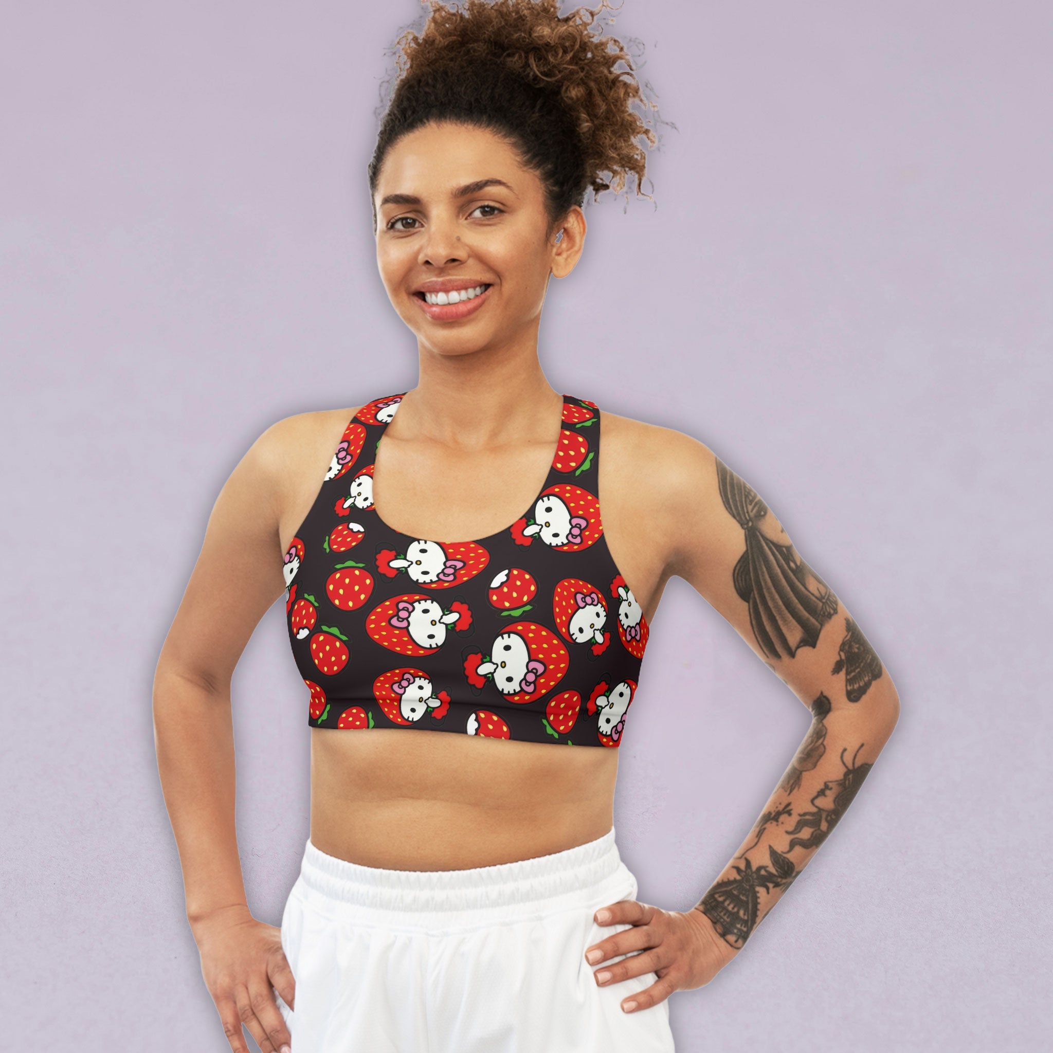 Sports bra kitty strawberry valentine black