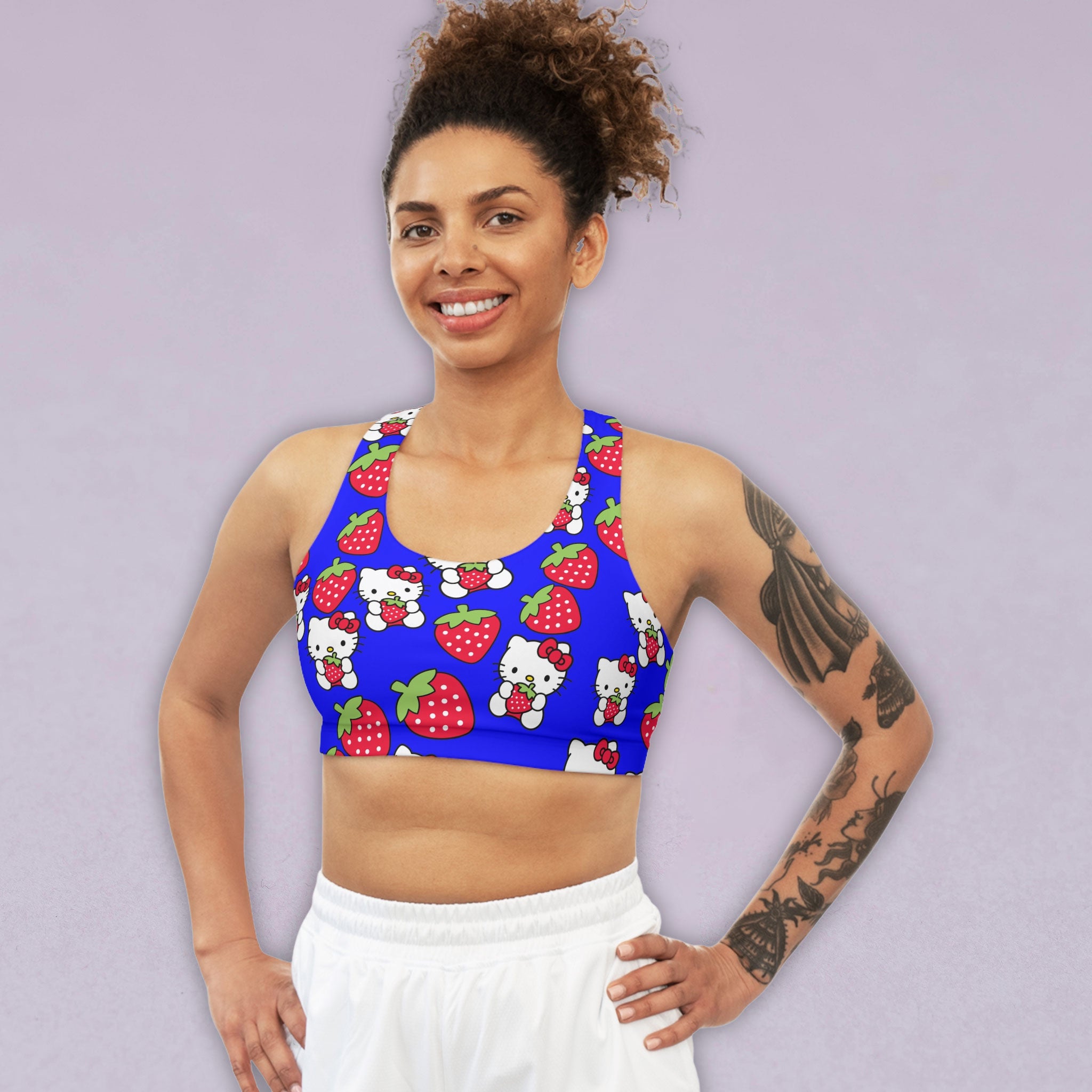 Sports bra kitty strawberry valentine love blue