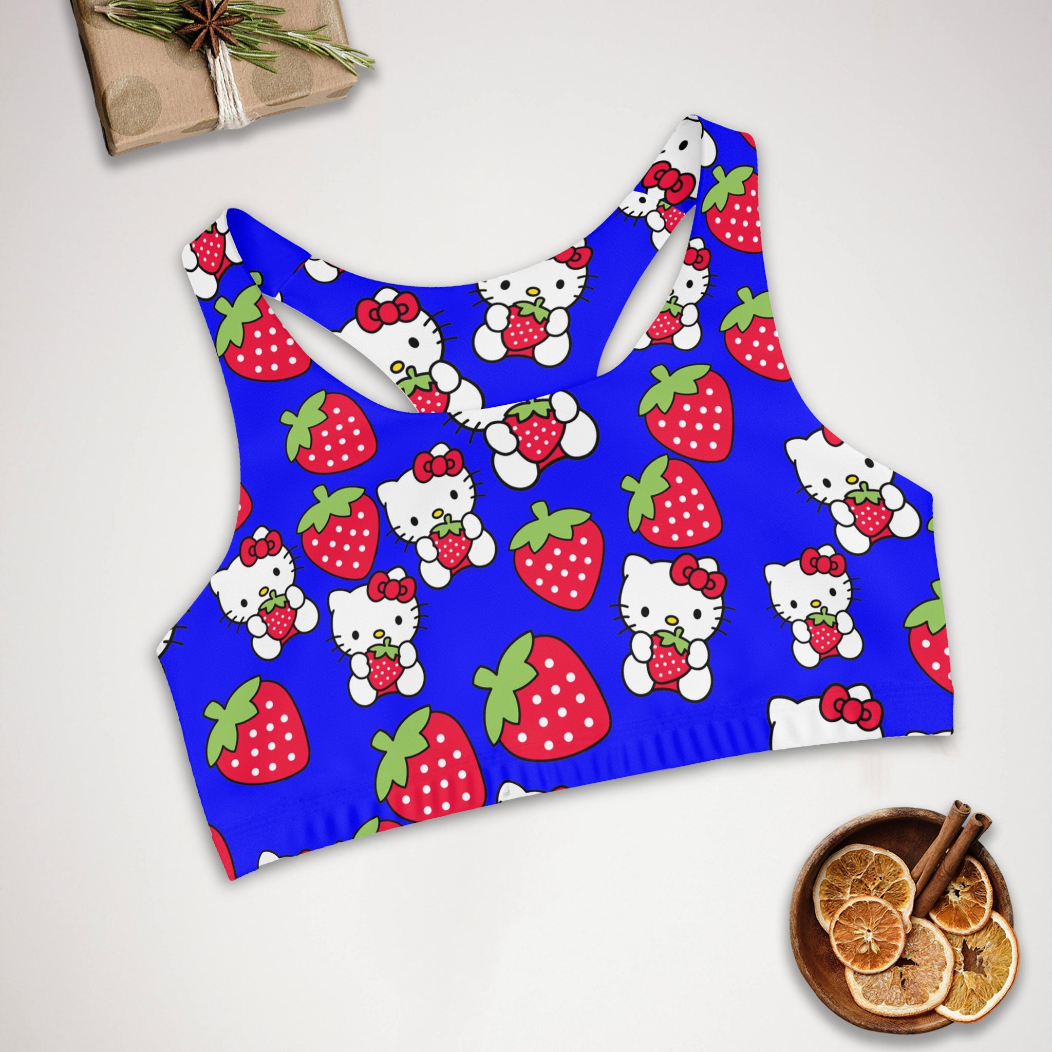 Sports bra kitty strawberry valentine love blue