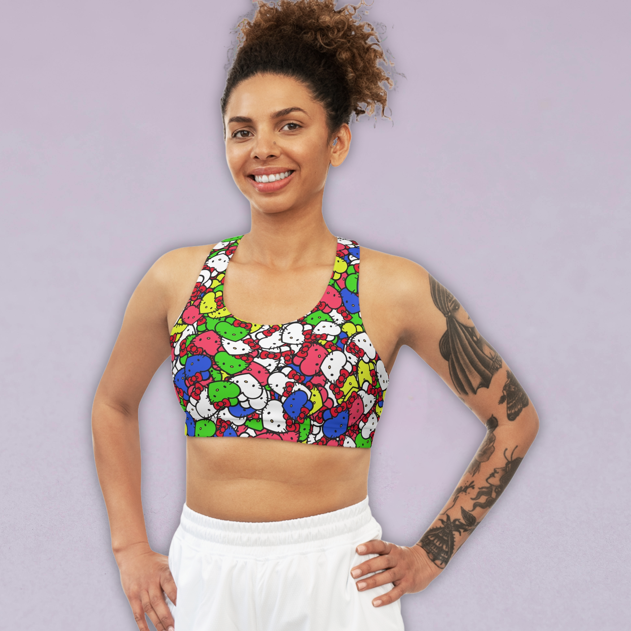 Sports bra kitty hearts multi colors nature