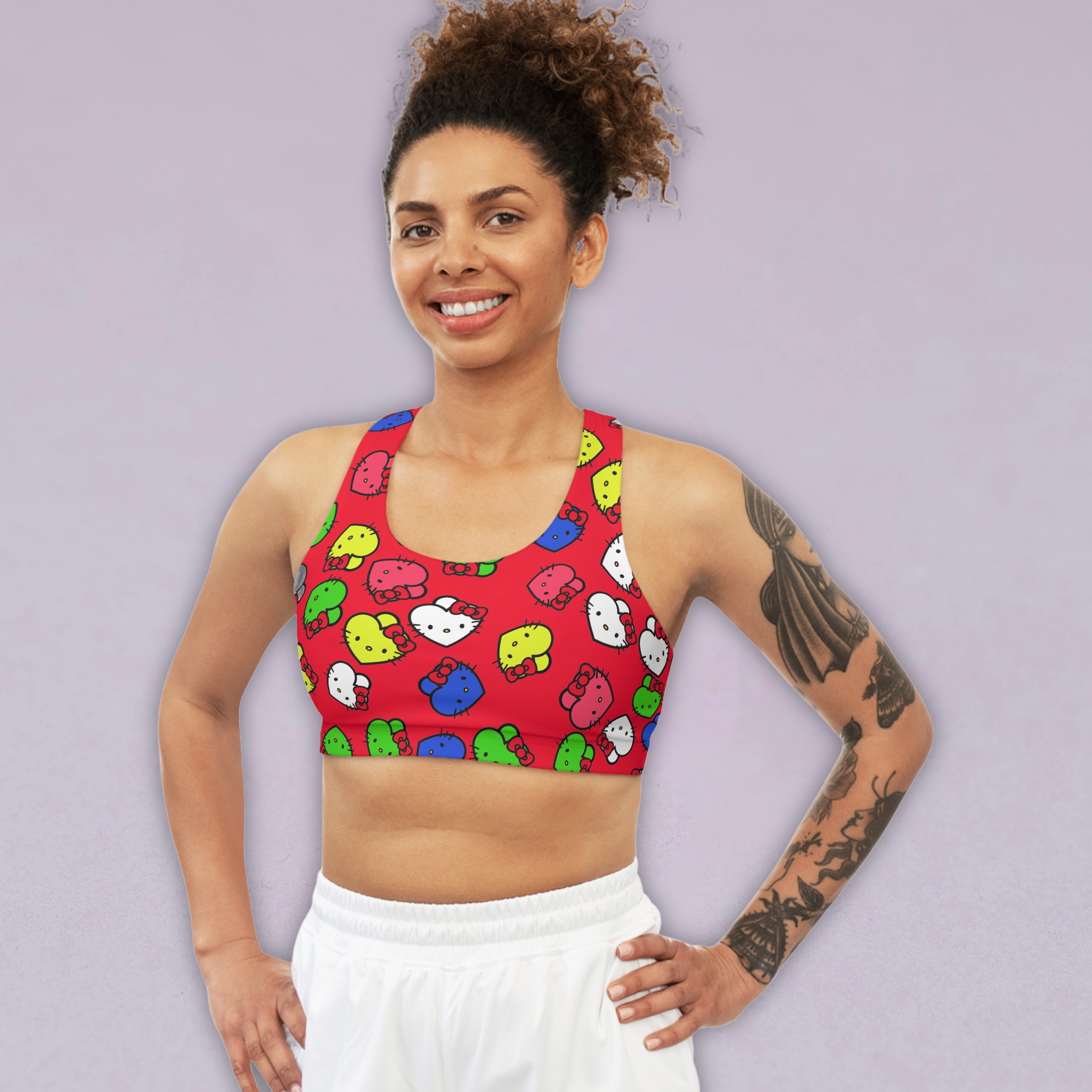 Sports bra kitty hearts multi colors red