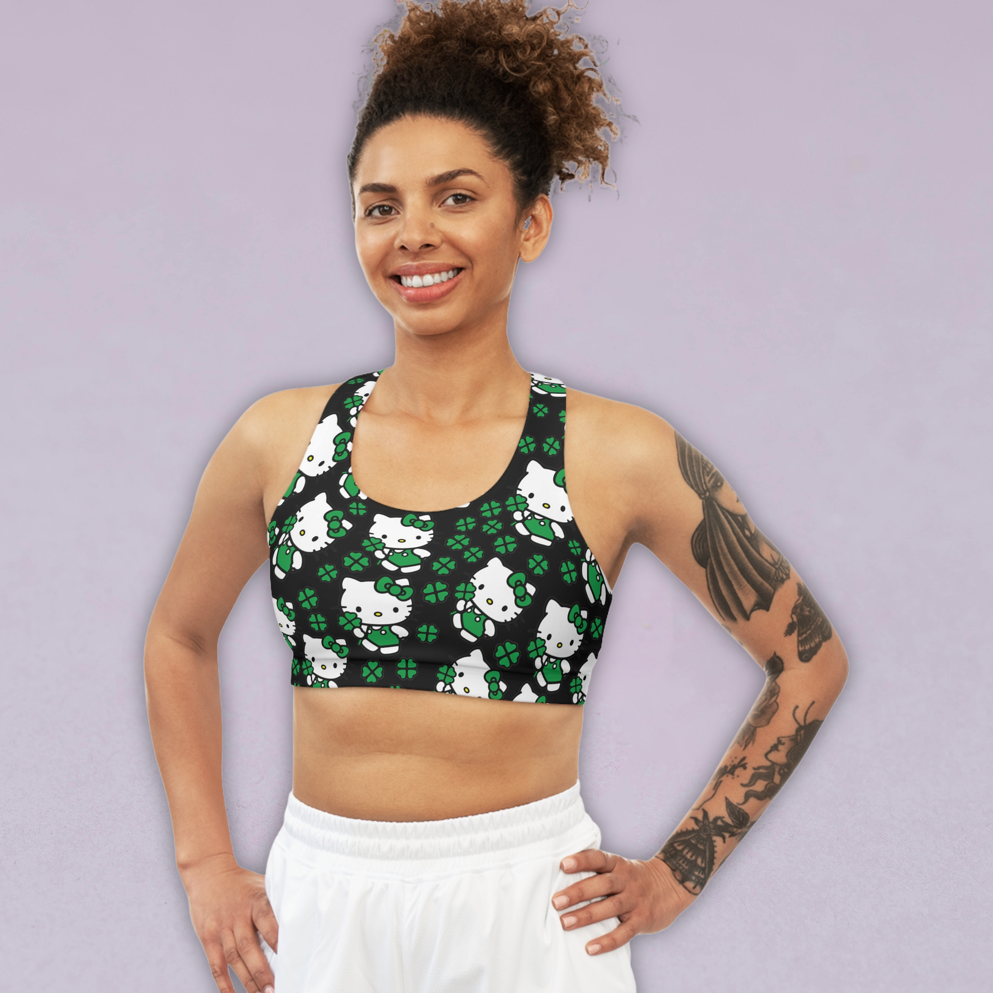 Sports bra kitty saint patrick lucky black