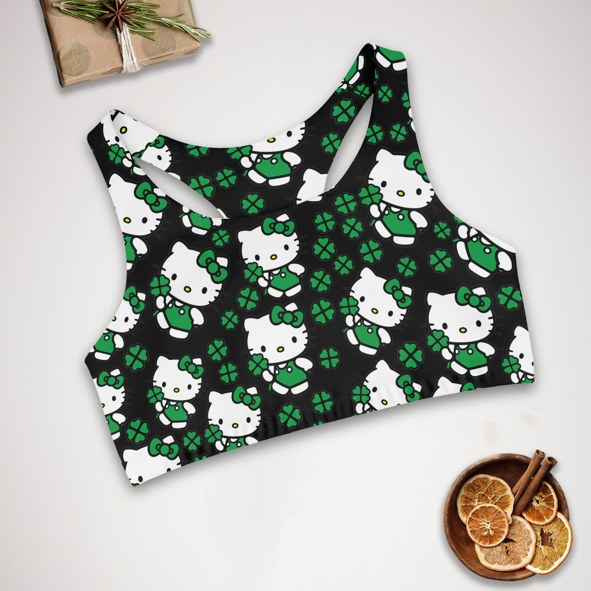 Sports bra kitty saint patrick lucky black