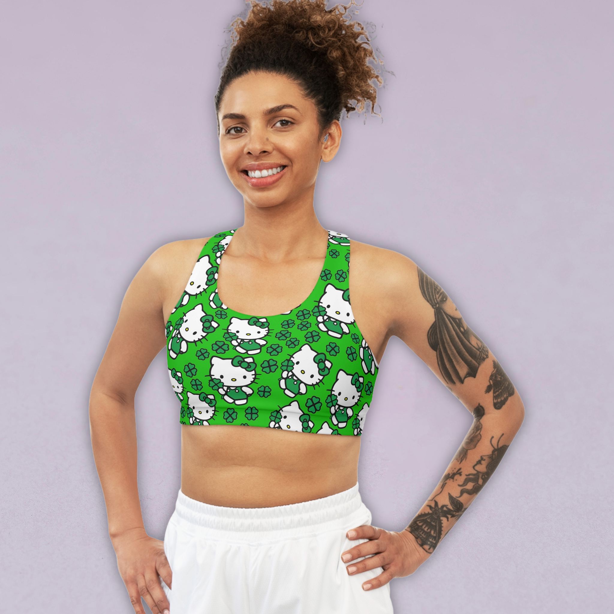 Sports bra kitty saint patrick lucky green