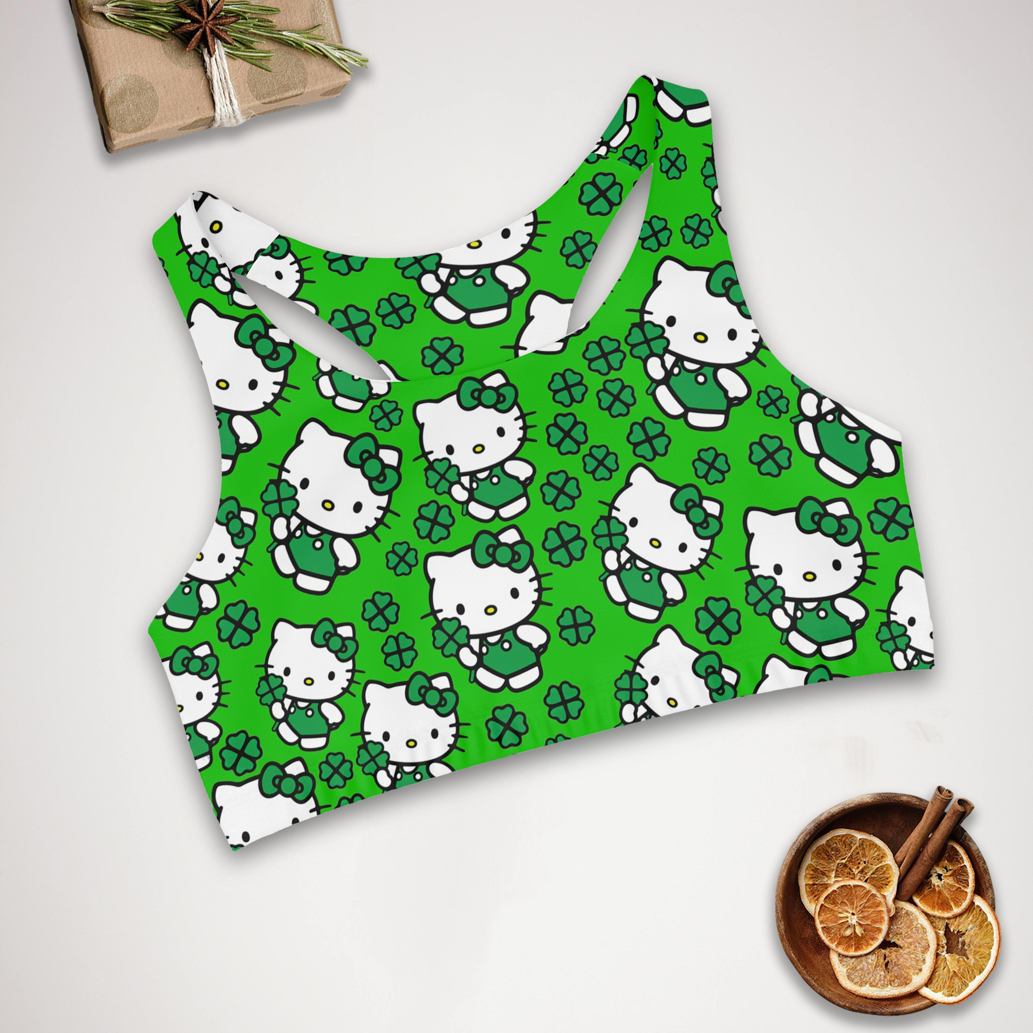 Sports bra kitty saint patrick lucky green