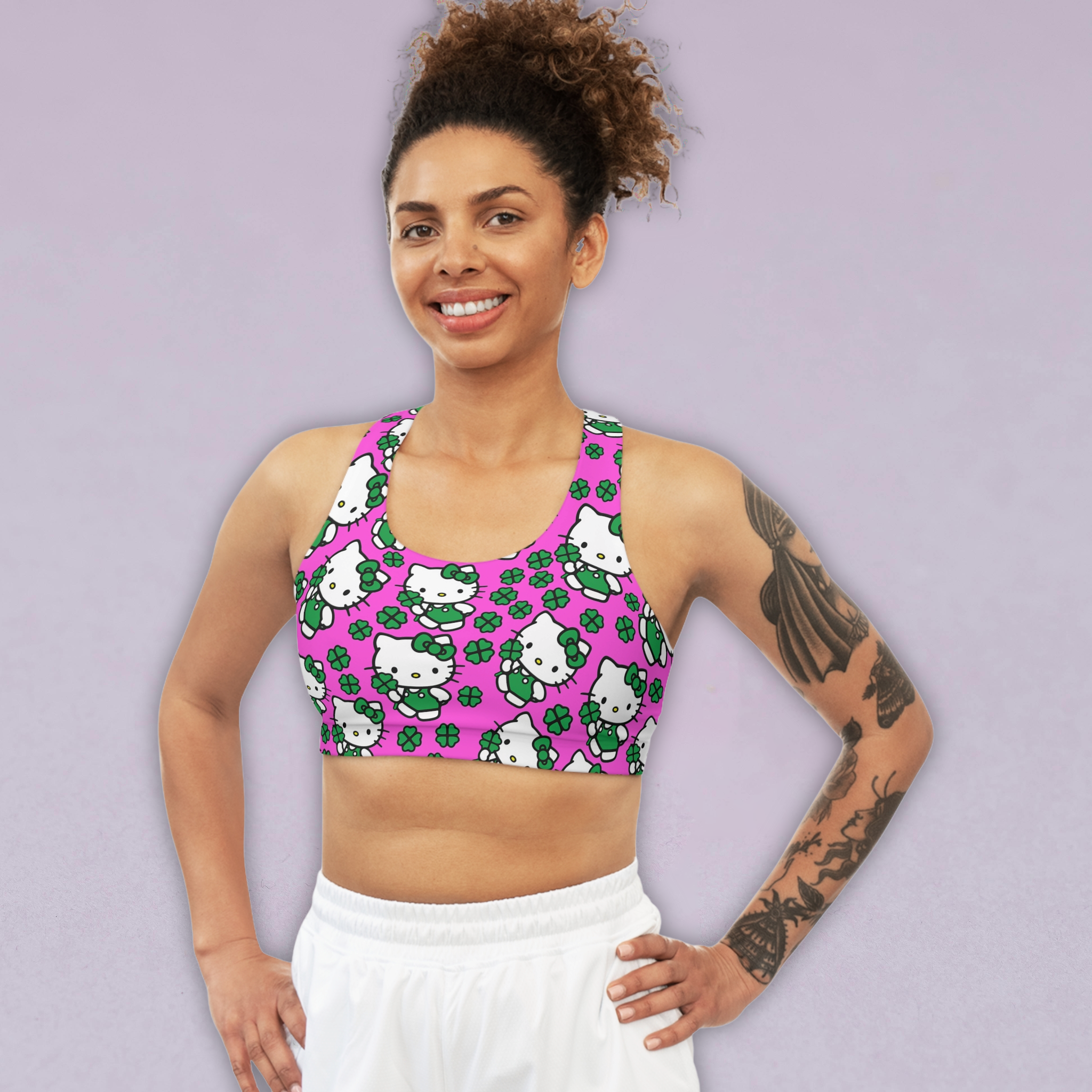 Sports bra kitty saint patrick lucky pink