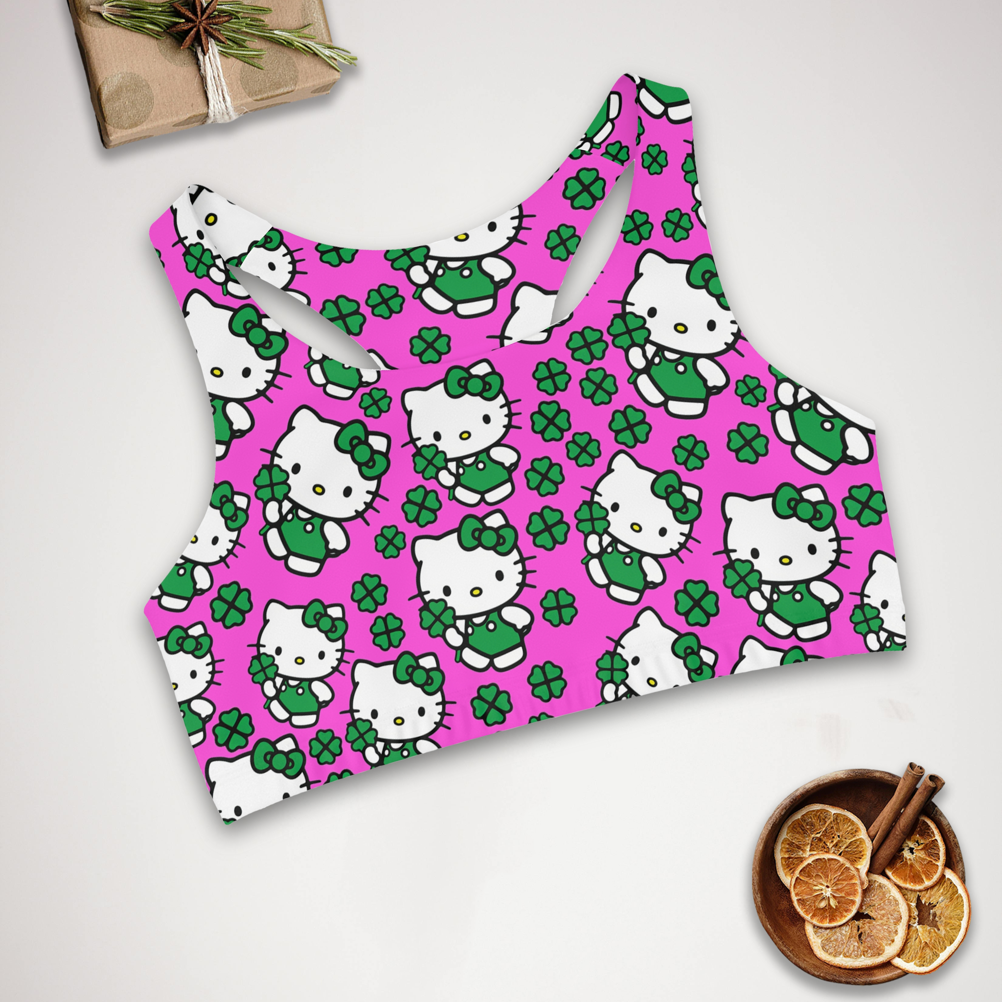 Sports bra kitty saint patrick lucky pink