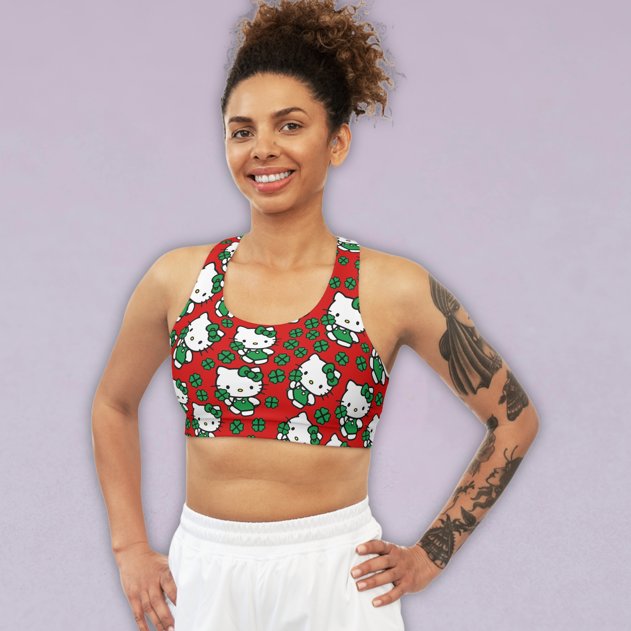 Sports bra kitty saint patrick lucky red