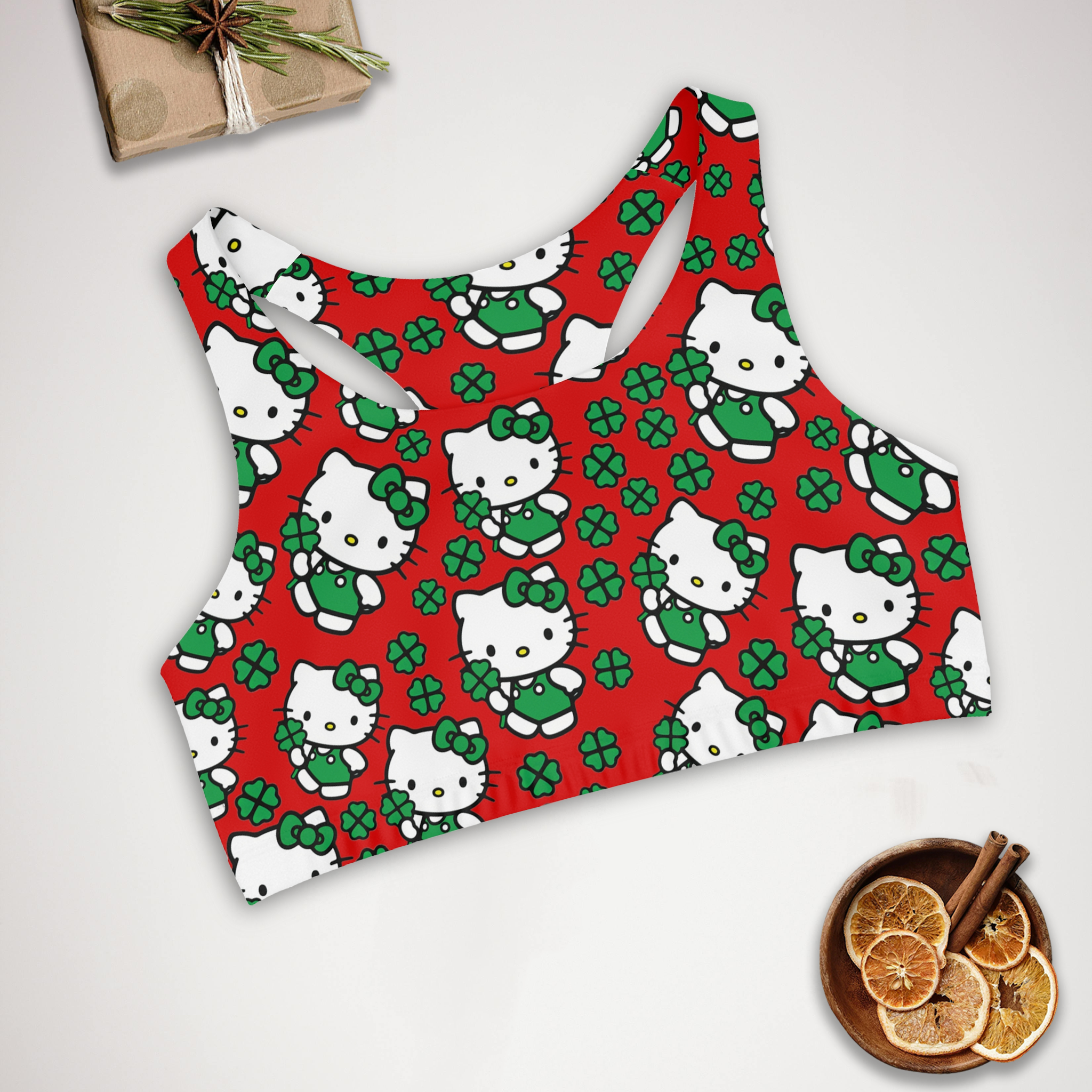 Sports bra kitty saint patrick lucky red