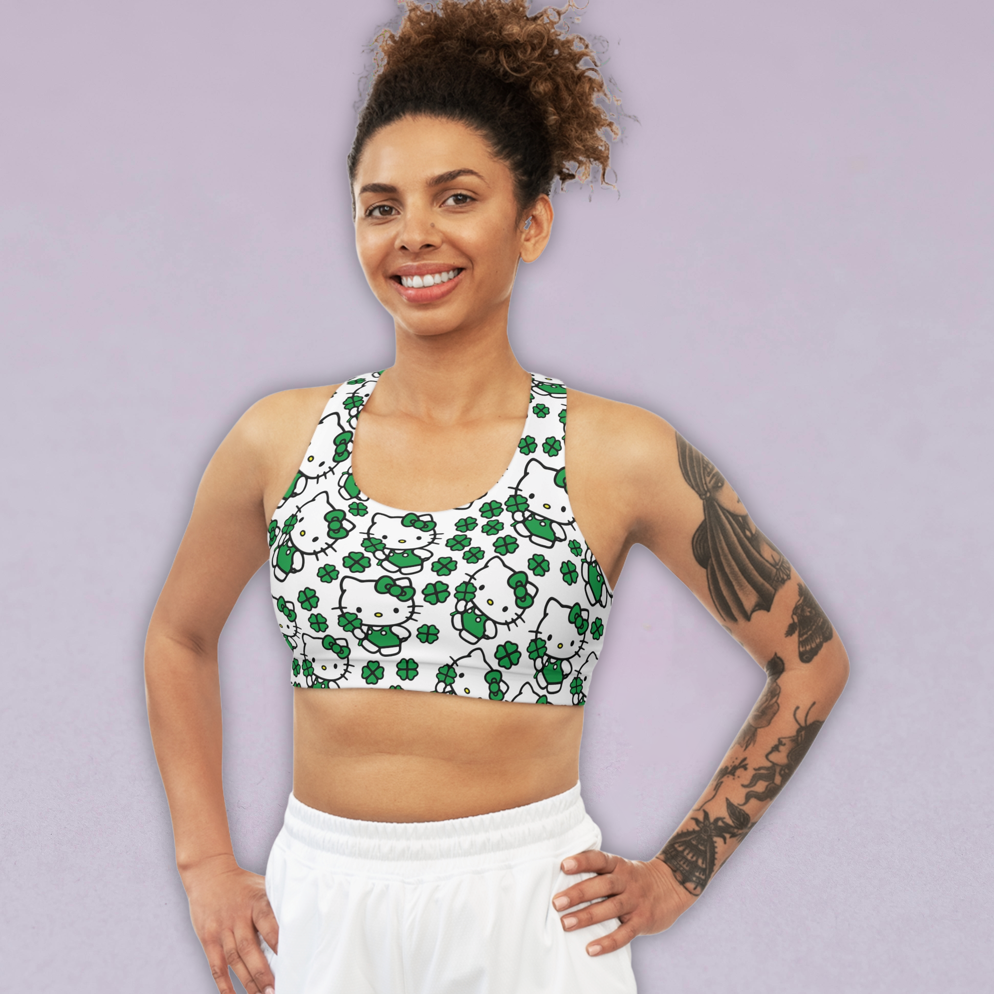 Sports bra kitty saint patrick lucky white