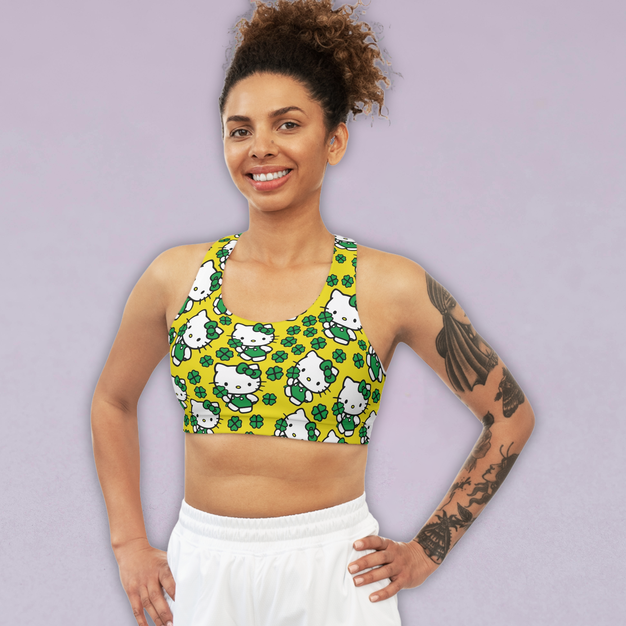 Sports bra kitty saint patrick lucky yellow