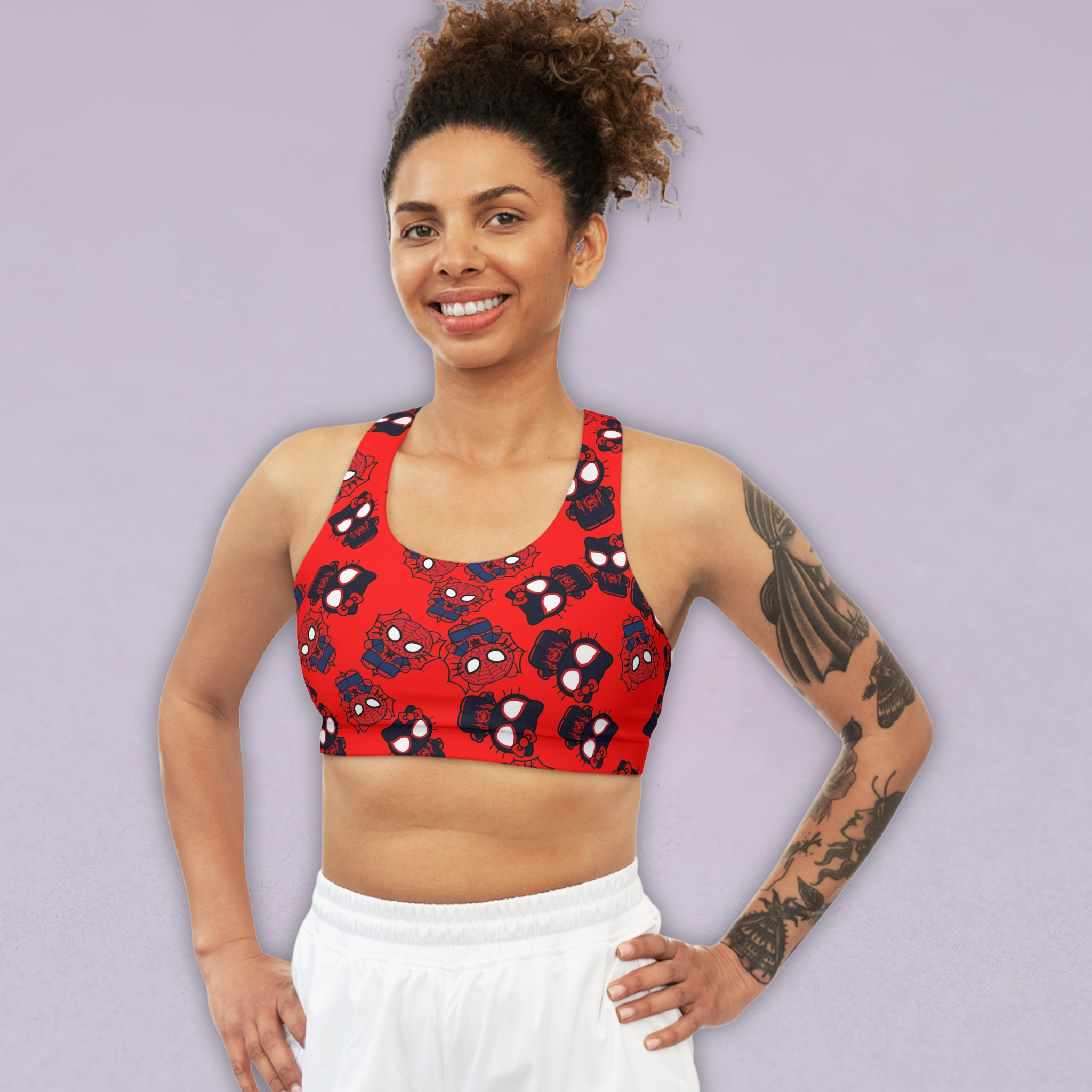 Sports bra kitty spider dark red