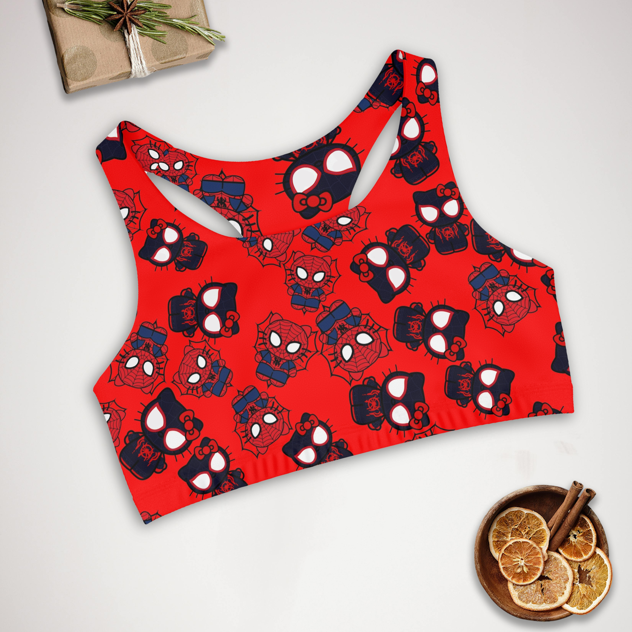 Sports bra kitty spider dark red